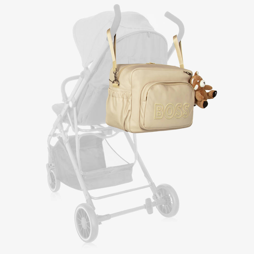 BOSS-Beige Changing Bag with Mat & Red Panda Charm (38cm) | Childrensalon