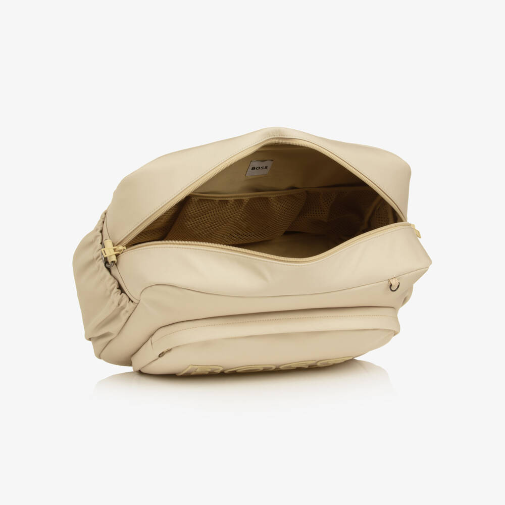 BOSS-Beige Changing Bag with Mat & Red Panda Charm (38cm) | Childrensalon