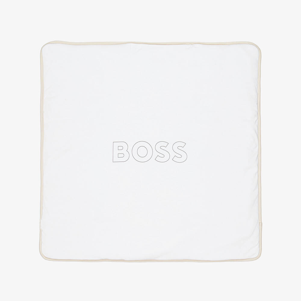 BOSS-Beige Velour Padded Baby Blanket (75cm) | Childrensalon