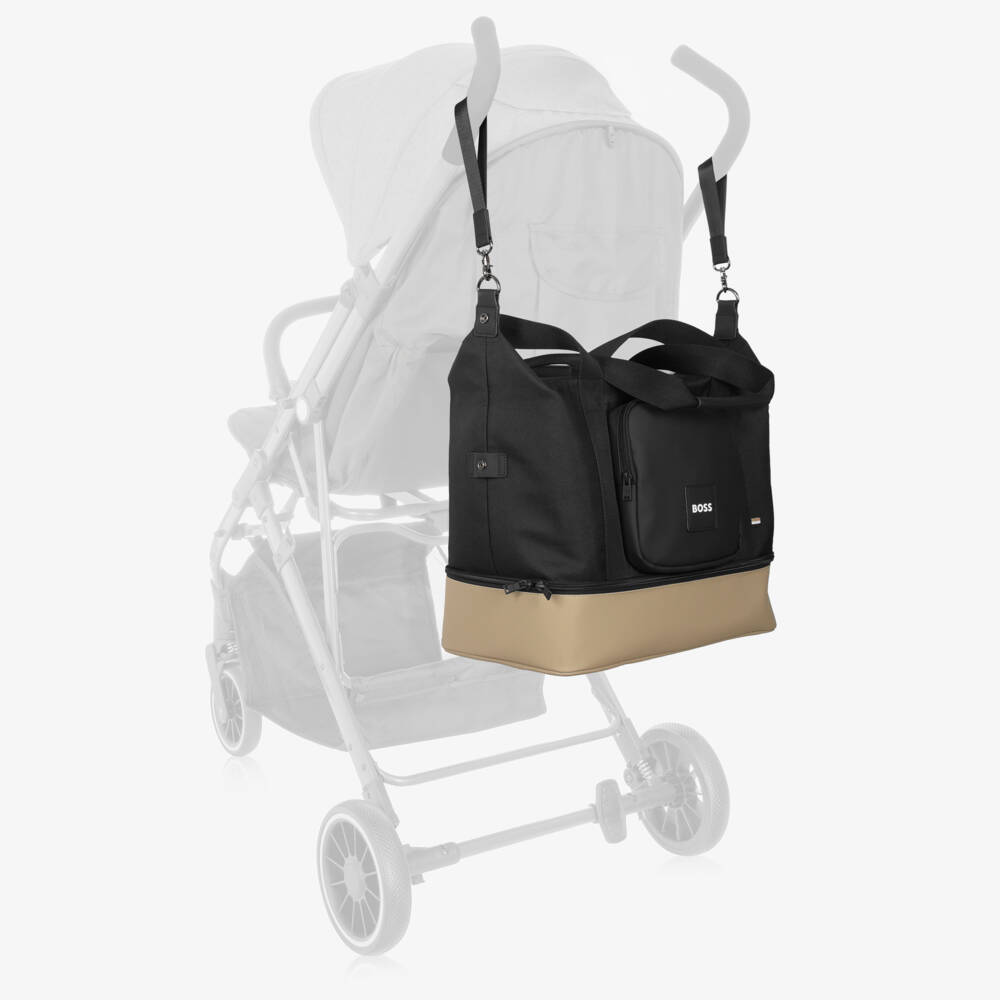 BOSS-Black & Beige Large Changing Bag (39cm) | Childrensalon