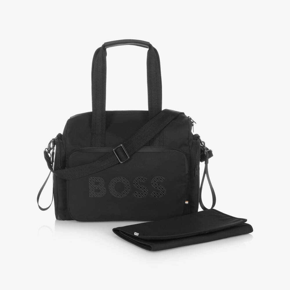 BOSS-Black Canvas Changing Bag with Tonal Logo (35cm) | Childrensalon