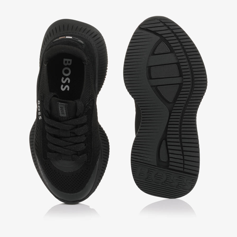 BOSS-Boys Chunky Black Lace-Up Trainers | Childrensalon