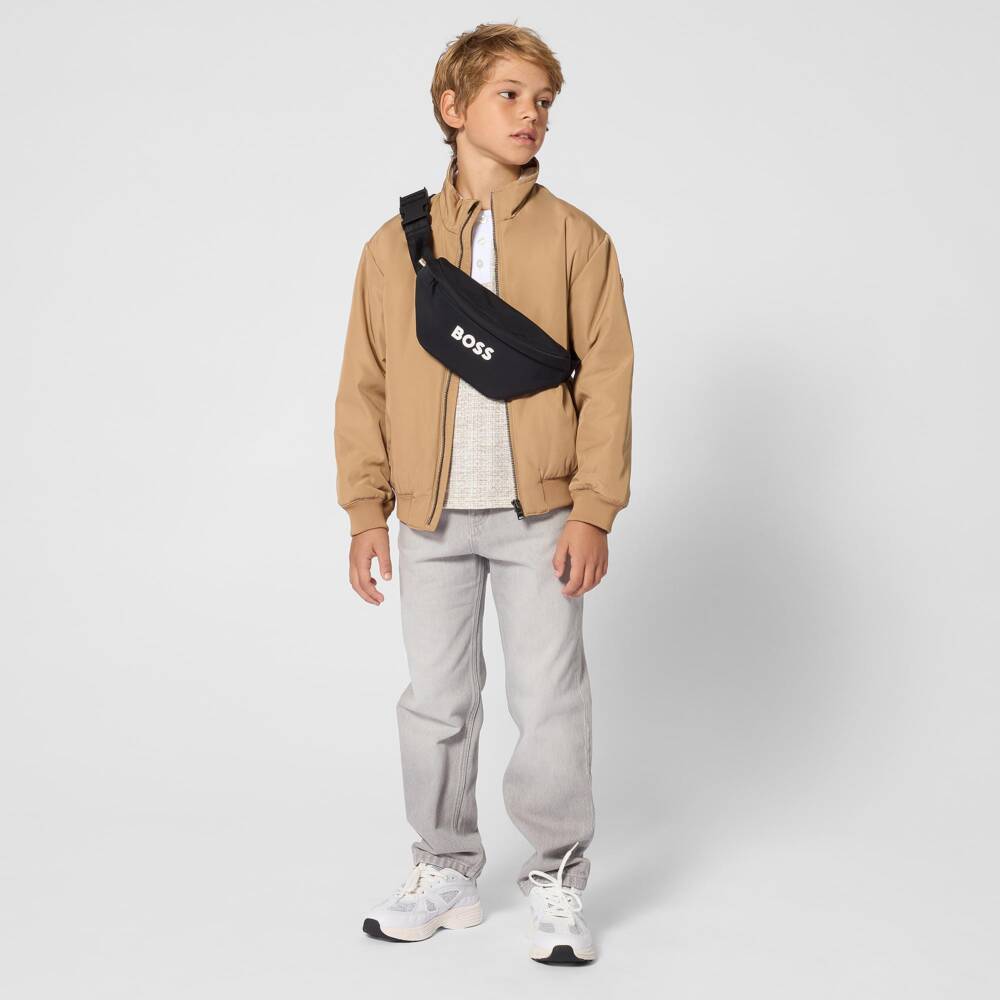 BOSS-Black Logo Zipped Belt Bag (27cm) | Childrensalon