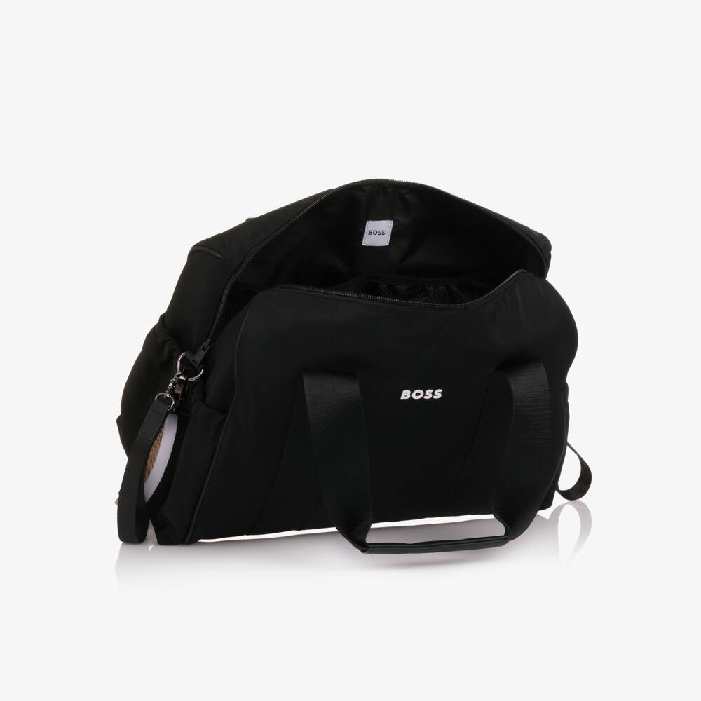 BOSS-Black Overnight Changing Bag with Logo Strap (38cm) | Childrensalon