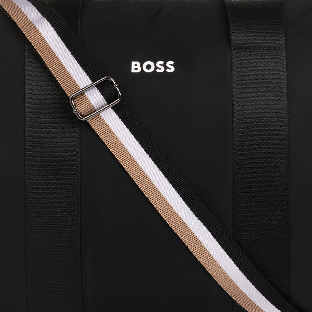 BOSS-Black Overnight Changing Bag with Logo Strap (38cm) | Childrensalon