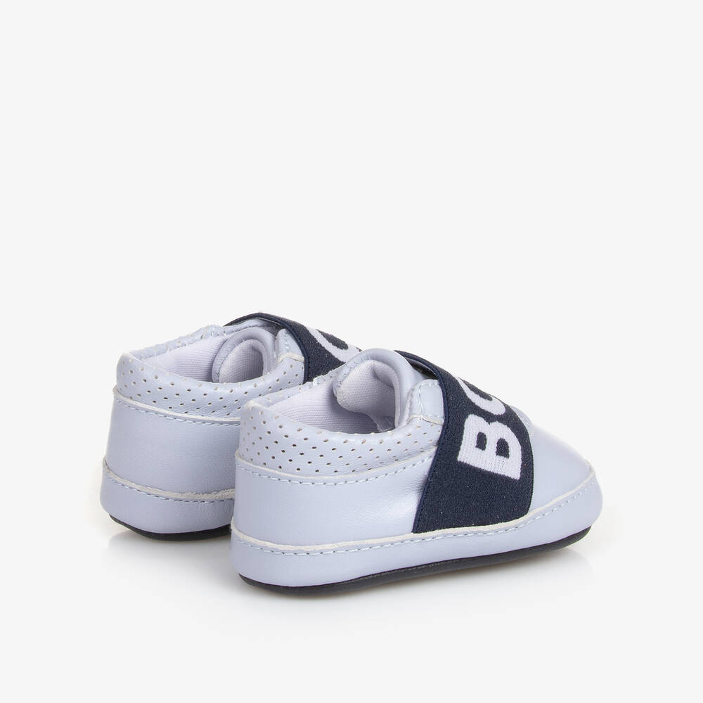 BOSS - Blue Leather Baby Pre-Walker Shoes | Childrensalon
