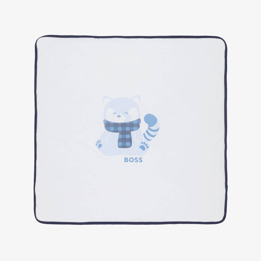 BOSS-Blue Velour Padded Baby Blanket (75cm) | Childrensalon