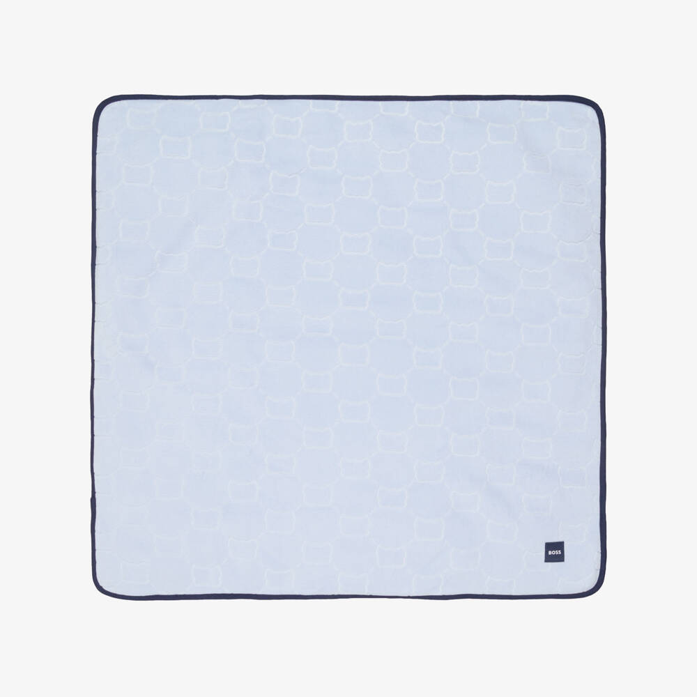 BOSS-Blue Velour Padded Baby Blanket (75cm) | Childrensalon