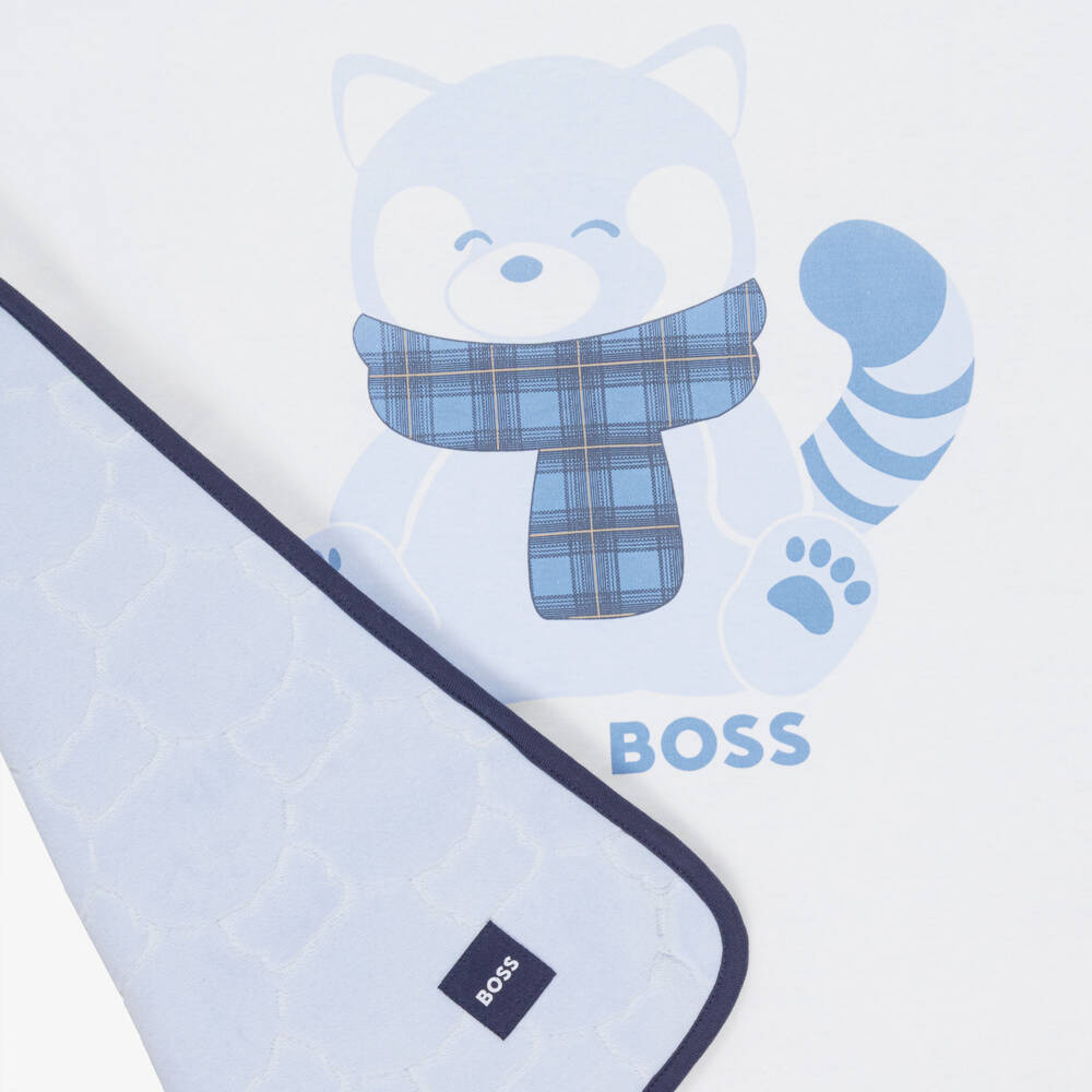 BOSS-Blue Velour Padded Baby Blanket (75cm) | Childrensalon