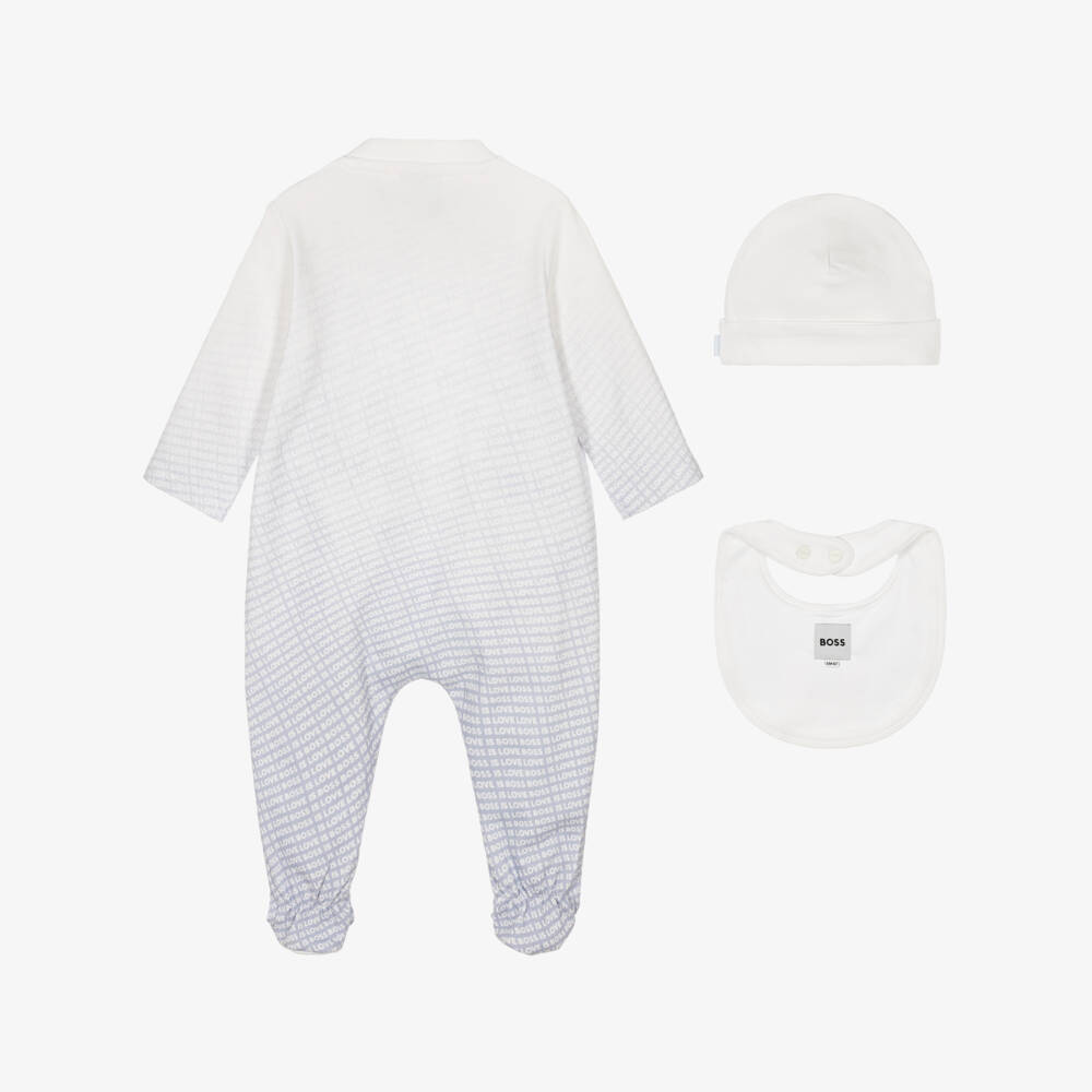BOSS-Blue & White Ombré Babysuit Gift Set | Childrensalon