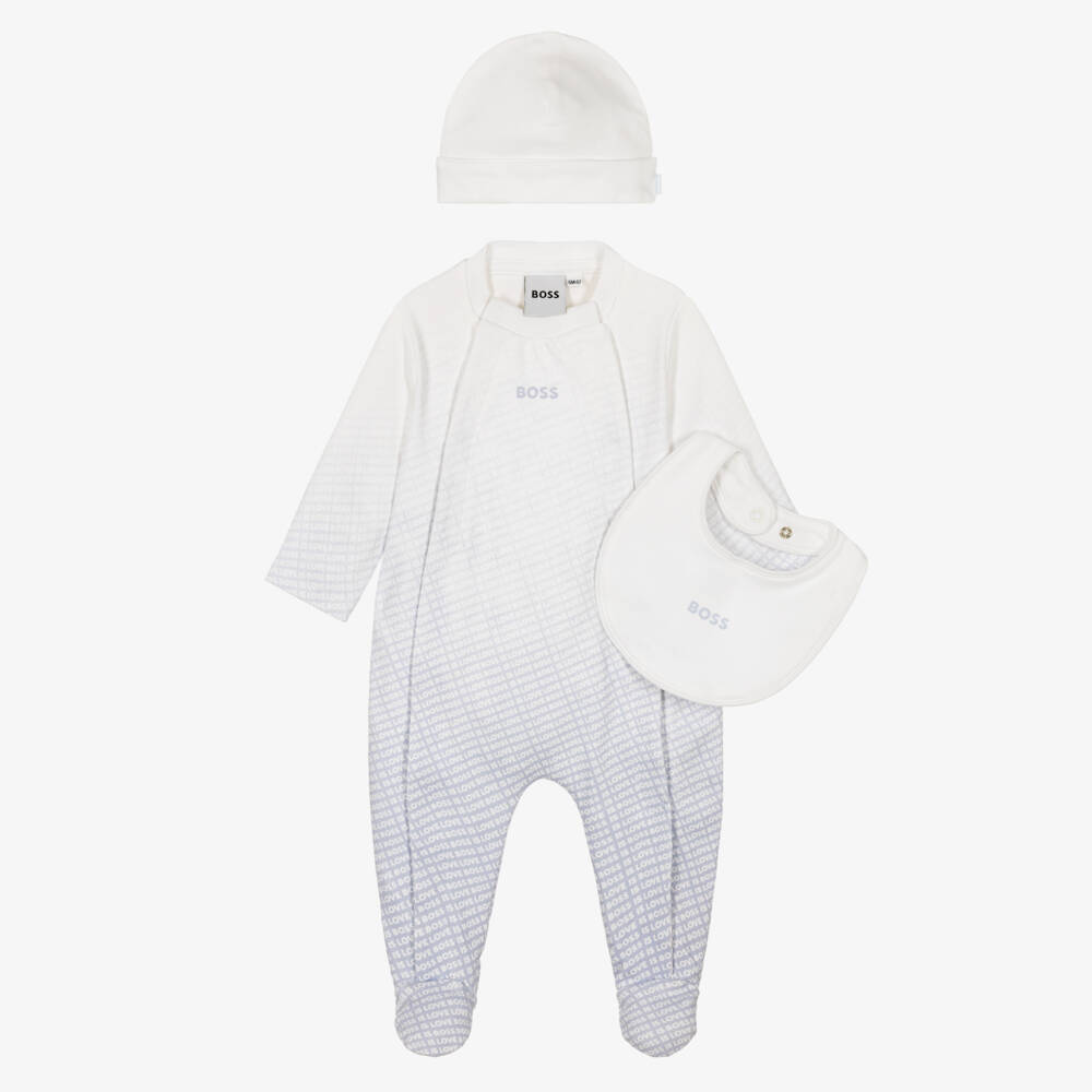 BOSS-Blue & White Ombré Babysuit Gift Set | Childrensalon