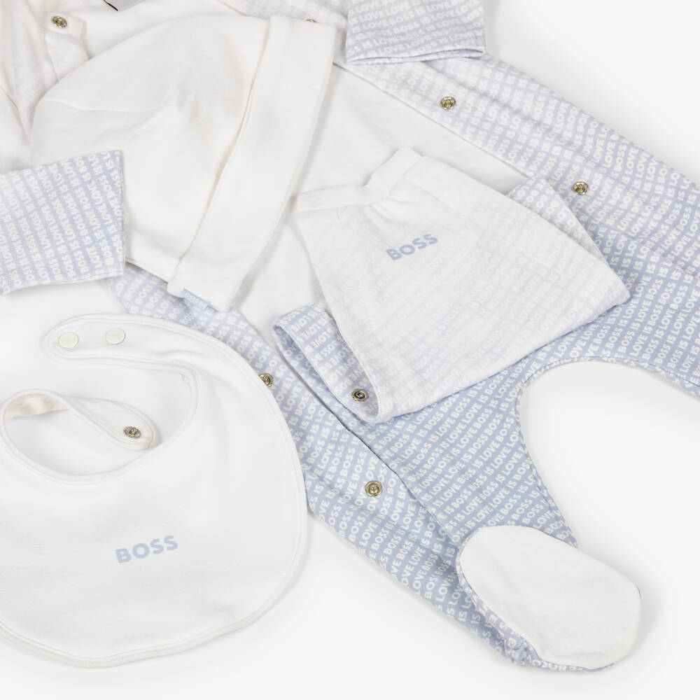 BOSS-Blue & White Ombré Babysuit Gift Set | Childrensalon