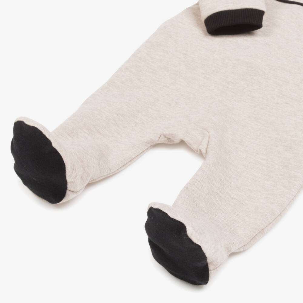 BOSS-Boys Beige & Black Cotton Babysuit Set | Childrensalon