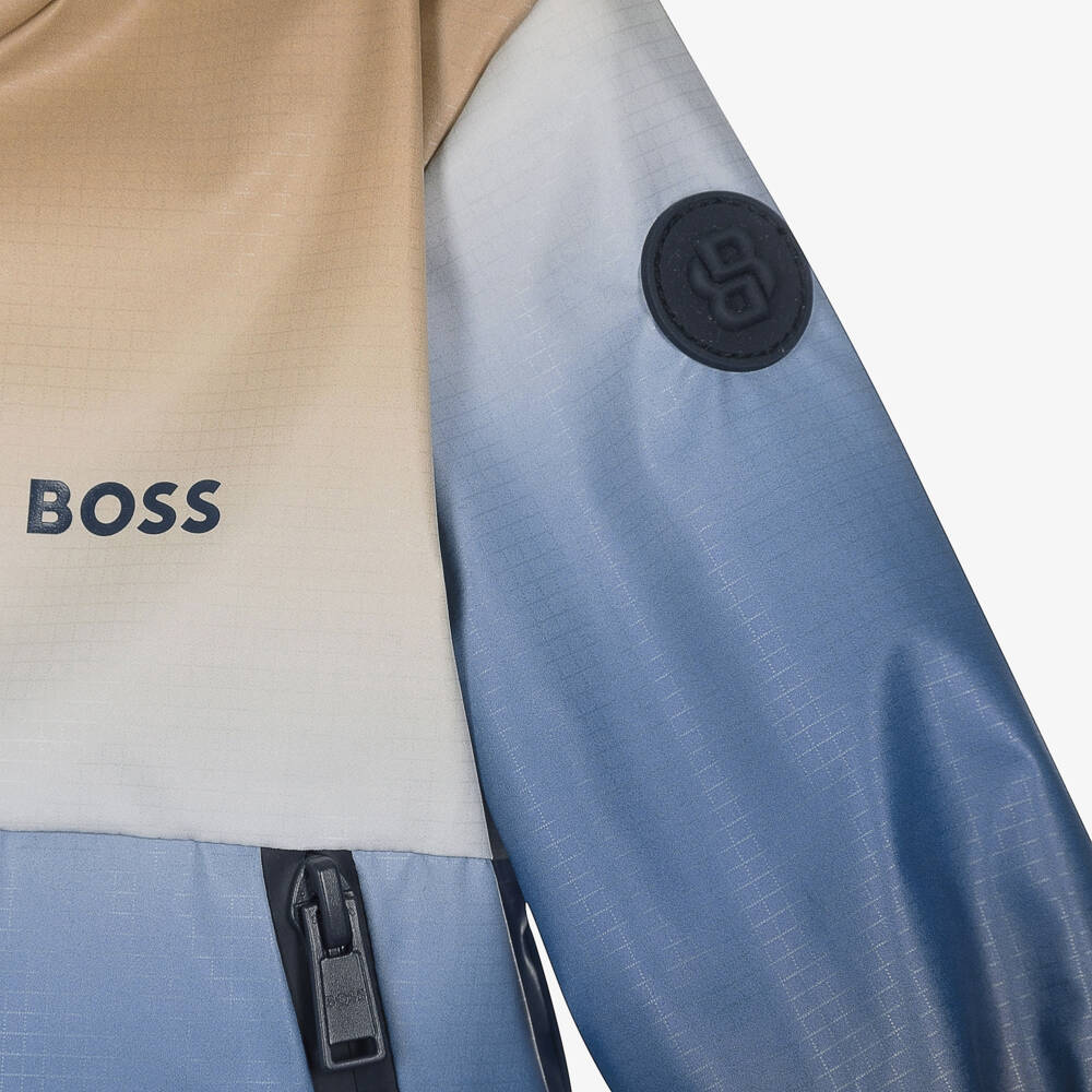 BOSS-Boys Beige & Blue Ombré Water Repellent Windbreaker Jacket | Childrensalon