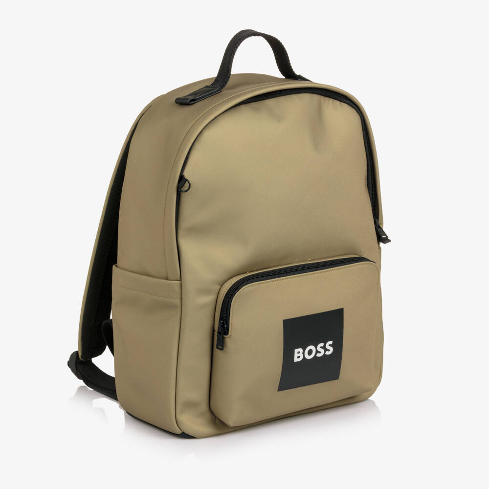 BOSS-Boys Beige Canvas Backpack & Pencil Case (38cm) | Childrensalon
