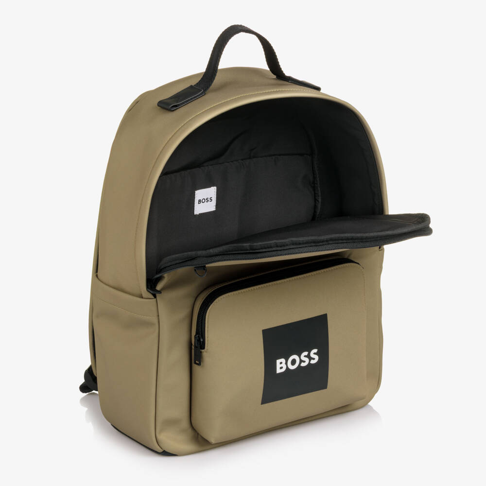 BOSS-Boys Beige Canvas Backpack & Pencil Case (38cm) | Childrensalon