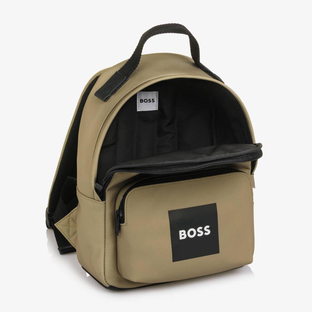 BOSS-Boys Beige Canvas Mini Backpack (28cm) | Childrensalon