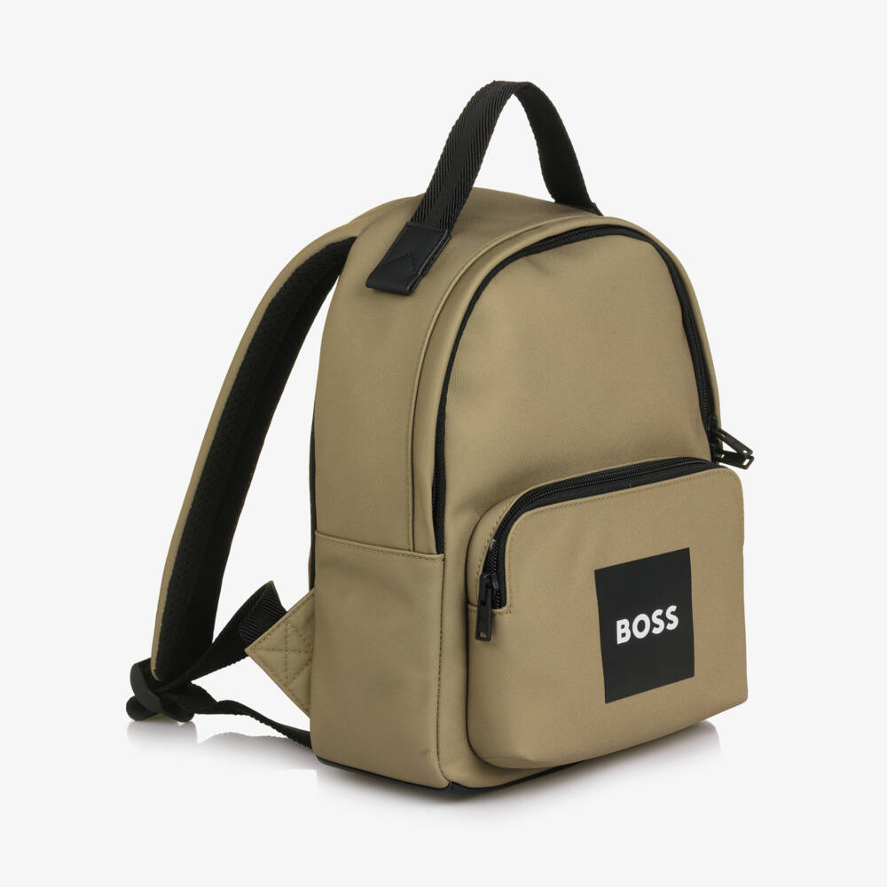 BOSS-Boys Beige Canvas Mini Backpack (28cm) | Childrensalon