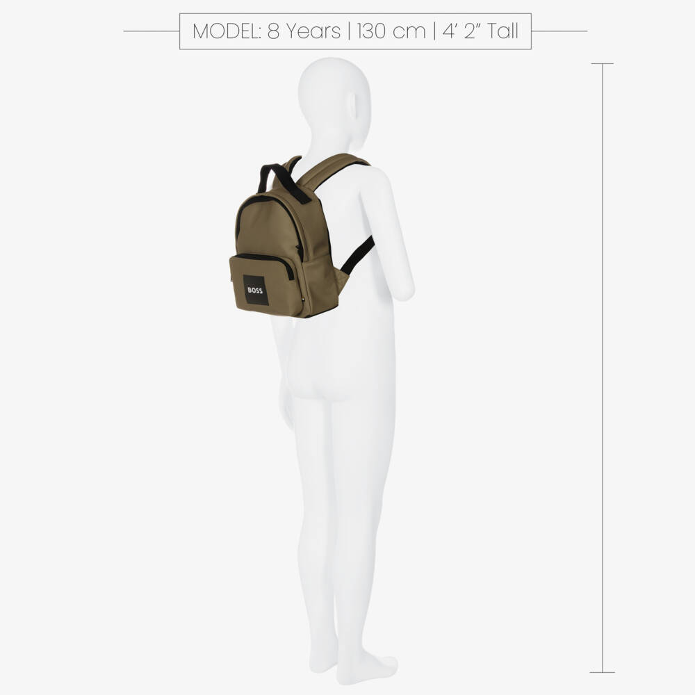 BOSS-Boys Beige Canvas Mini Backpack (28cm) | Childrensalon