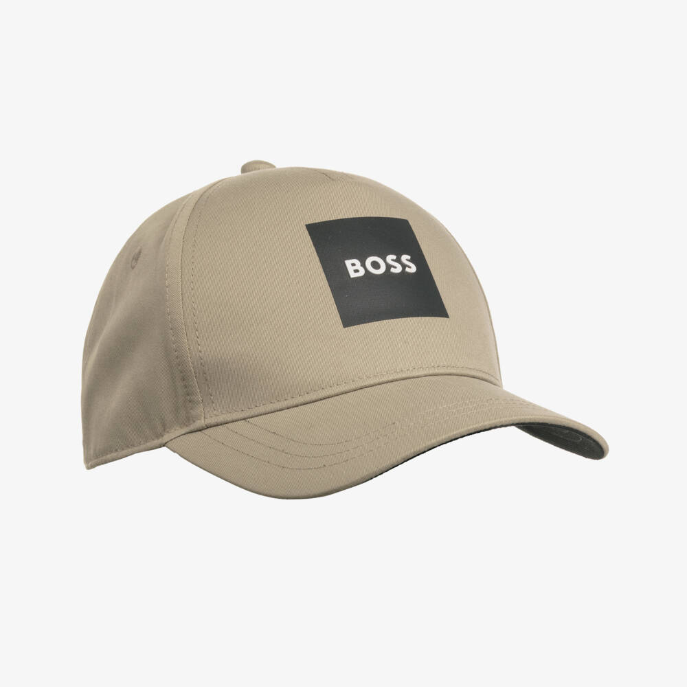 BOSS-Boys Beige Cap with Black Logo | Childrensalon