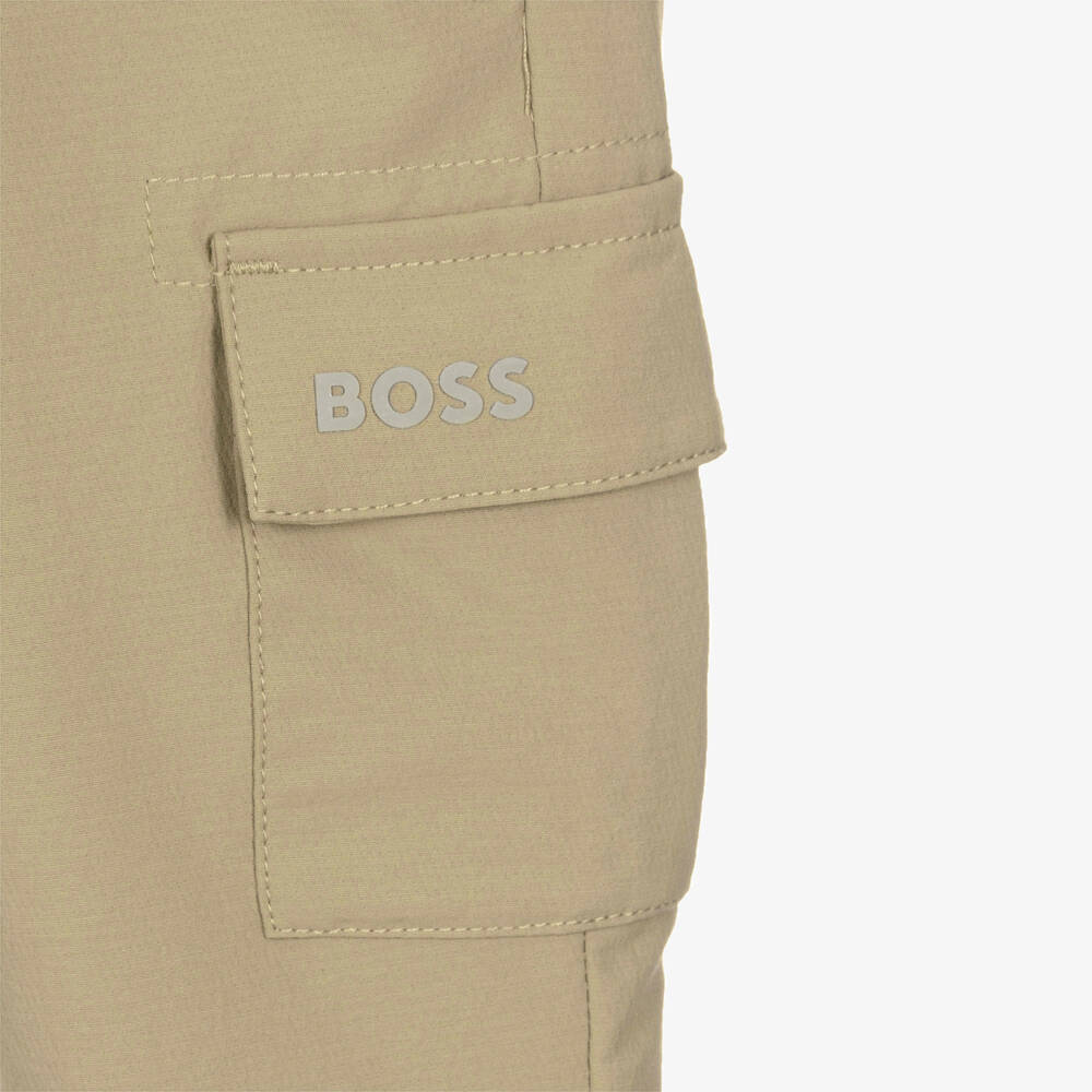 BOSS-بنطلون كارغو بشعار لون بيج للأولاد | Childrensalon