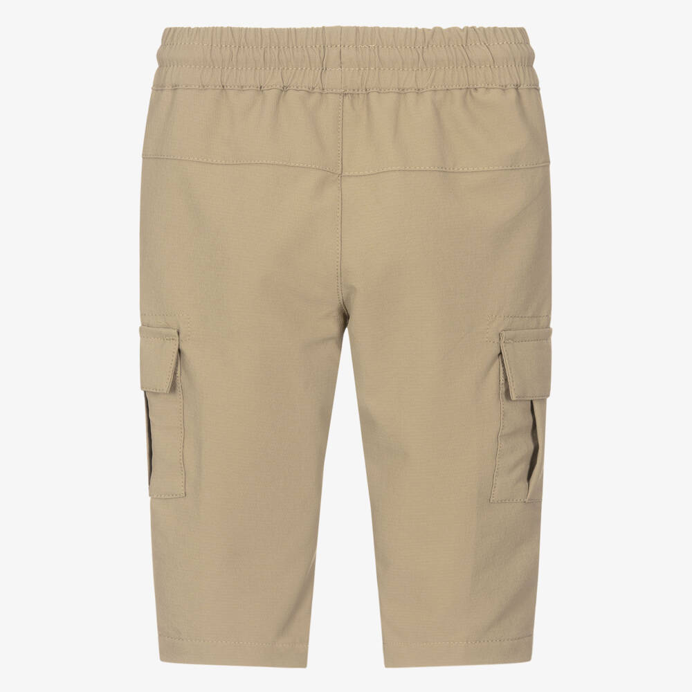 BOSS-Boys Beige Cargo Trousers with Logo Print | Childrensalon