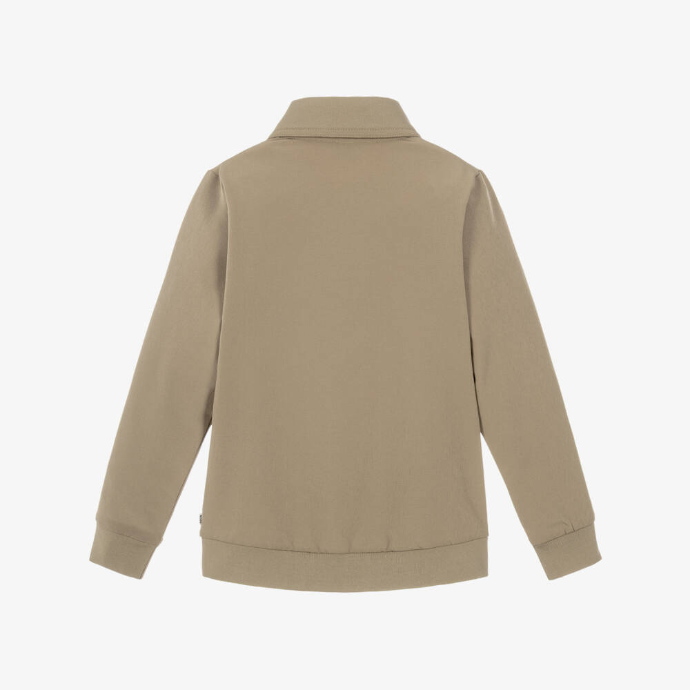 BOSS-Boys Beige Collared Zip-Up Top | Childrensalon