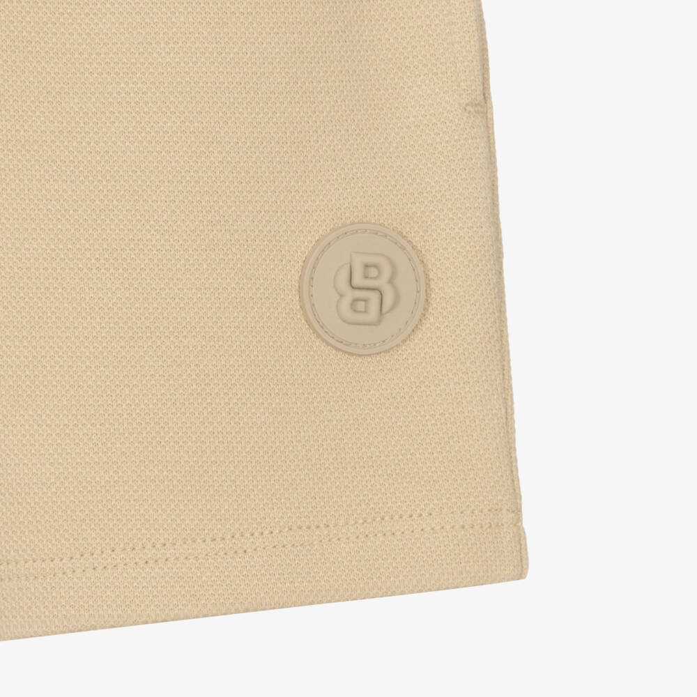 BOSS-Boys Beige Cotton Piqué Shorts | Childrensalon