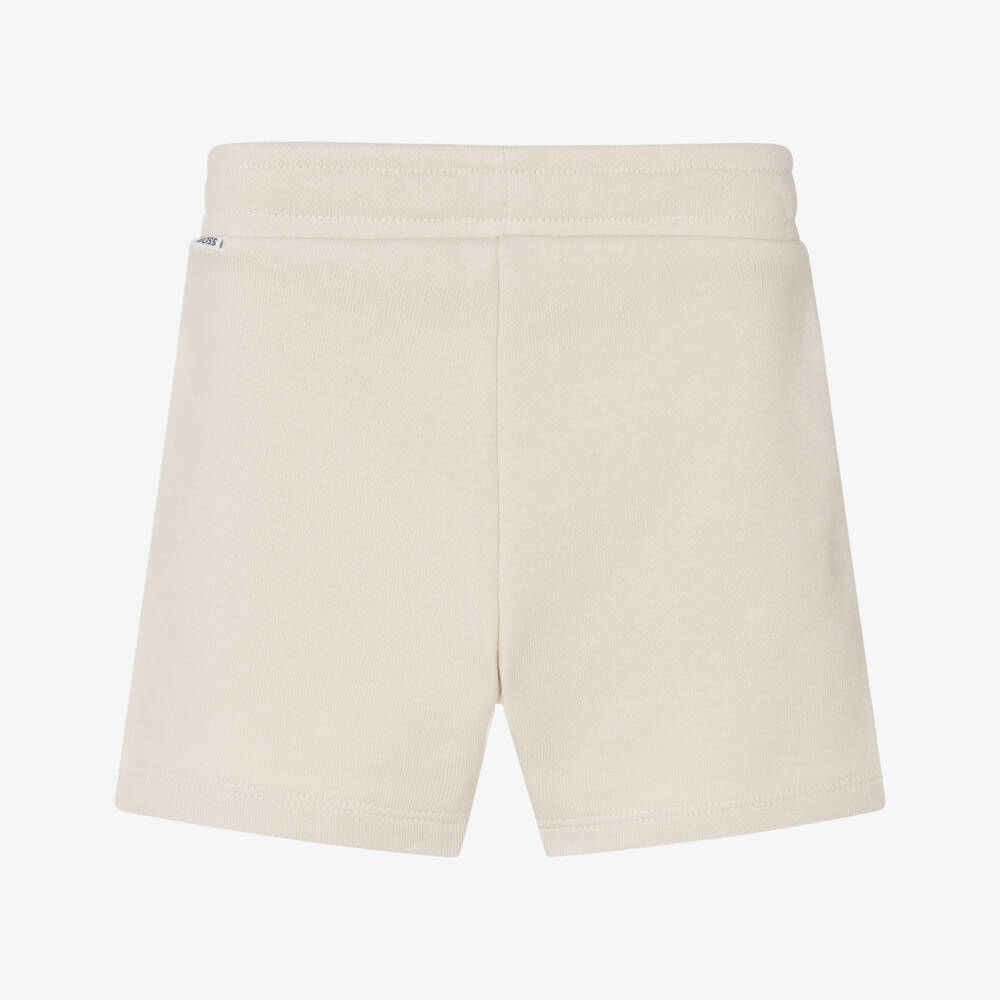 BOSS-Boys Beige Cotton Shorts | Childrensalon