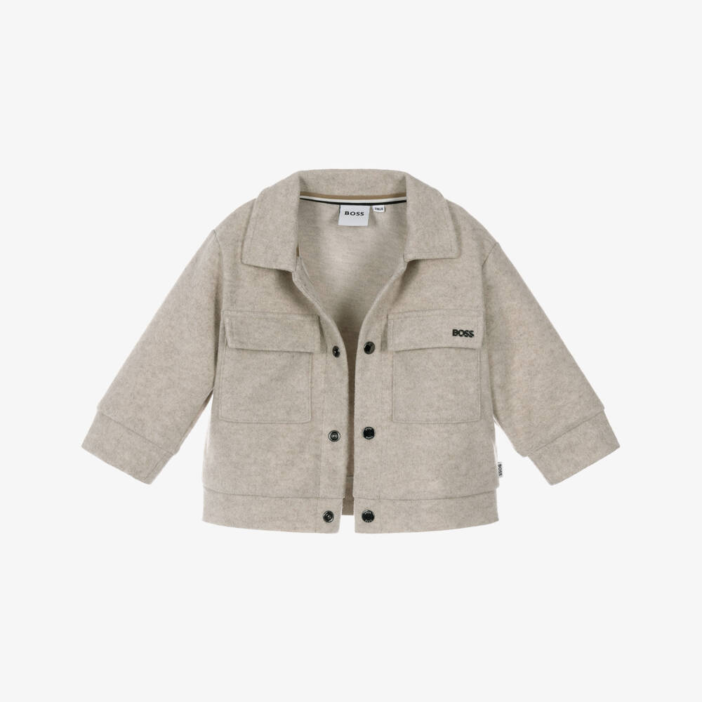 BOSS-Boys Beige Fleece Shacket | Childrensalon