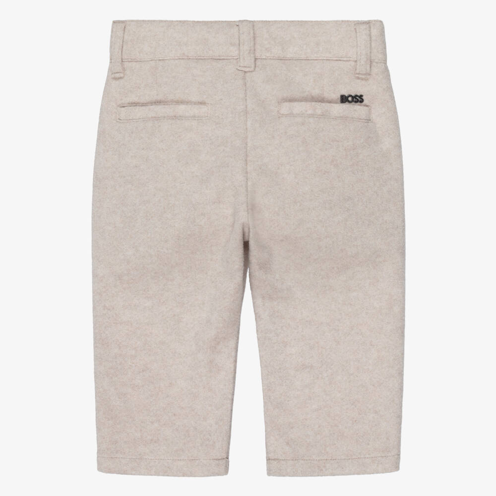 BOSS-Boys Beige Fleece Trousers | Childrensalon