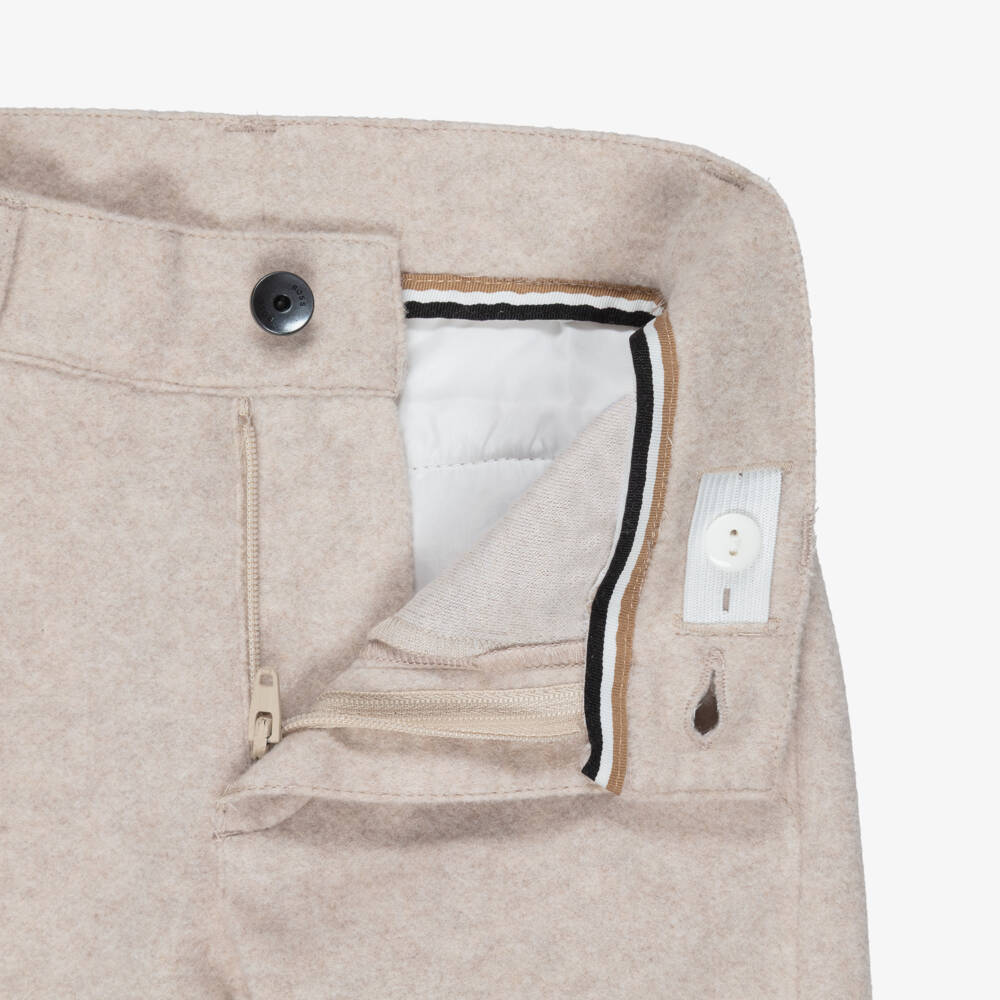 BOSS-Boys Beige Fleece Trousers | Childrensalon