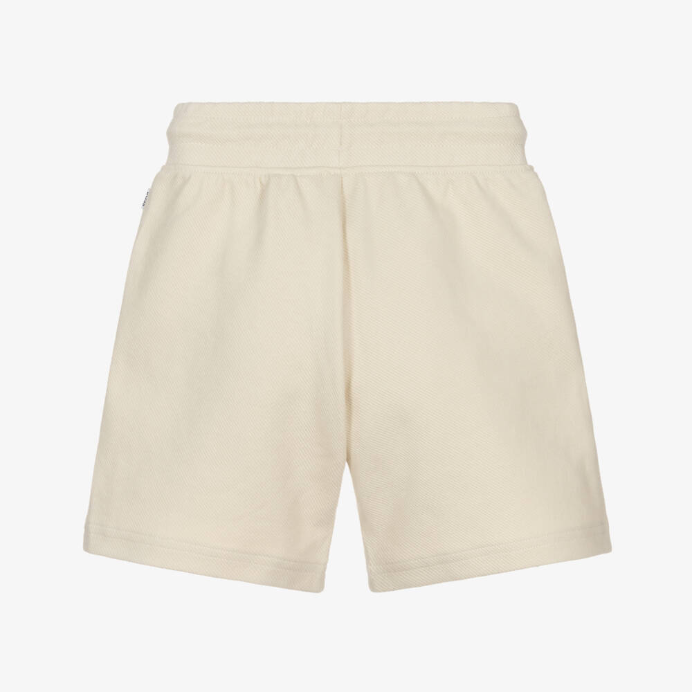 BOSS-Boys Beige Jersey Shorts with Tricolour Trims | Childrensalon