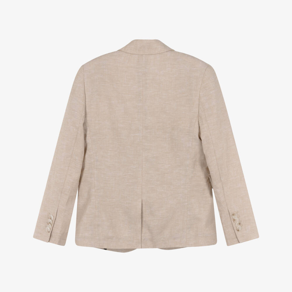BOSS-Boys Beige Linen Blazer | Childrensalon