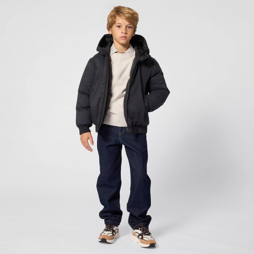 BOSS-Boys Beige Marl Cotton-Knit Sweater | Childrensalon