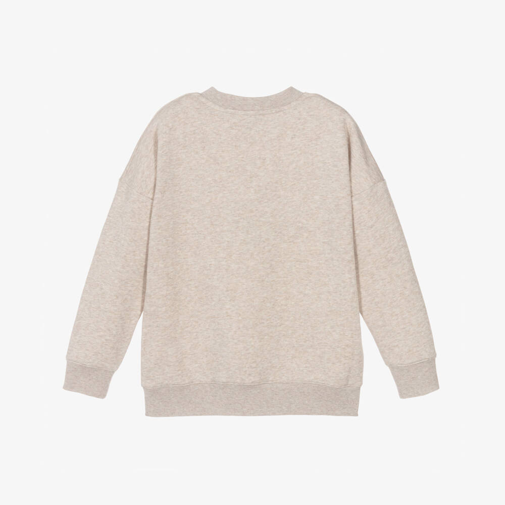 BOSS-Boys Beige Marl Crew Neck Sweatshirt | Childrensalon