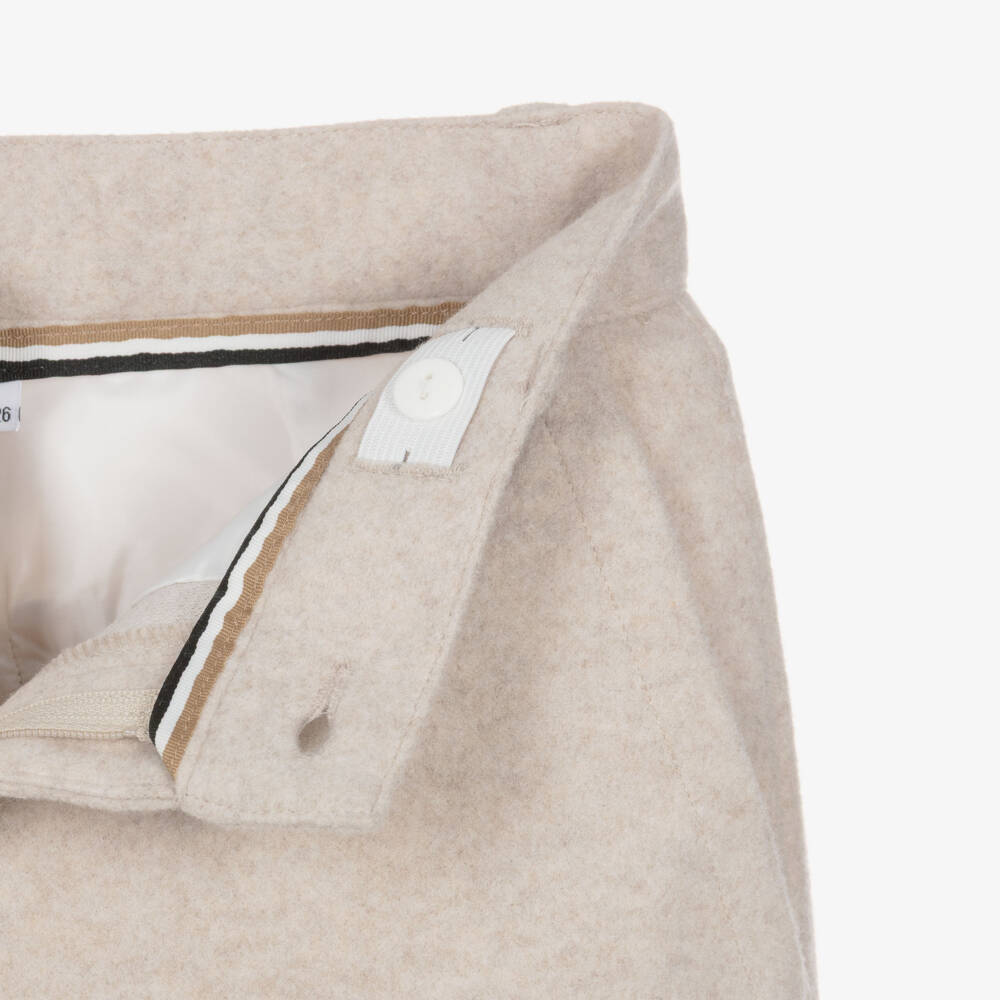 BOSS-Boys Beige Marl Flannel Jersey Trousers | Childrensalon
