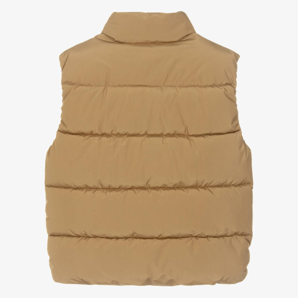BOSS-Boys Beige Padded Puffer Gilet | Childrensalon