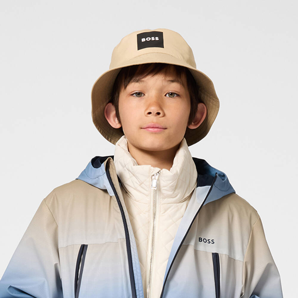 BOSS-Boys Beige Reversible Bucket Hat | Childrensalon
