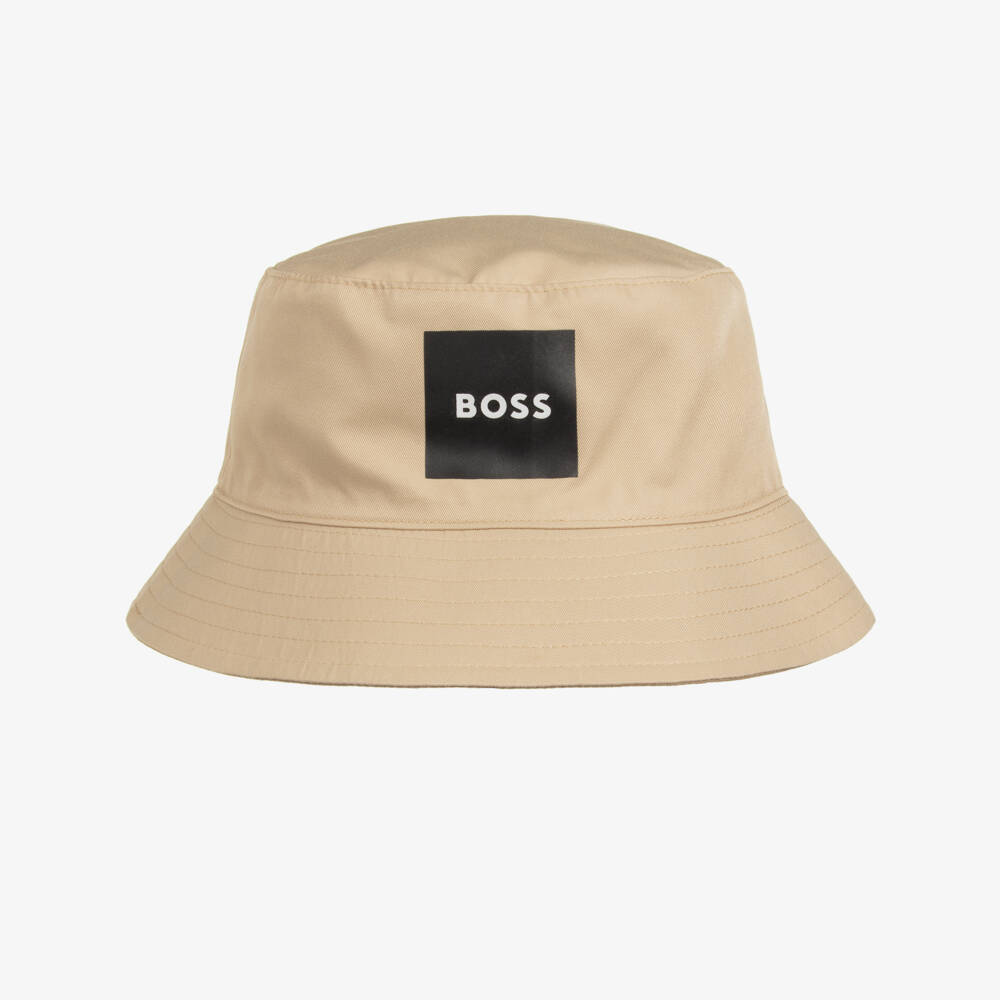 BOSS-قبعة باكيت قابلة للعكس لون بيج للأولاد | Childrensalon