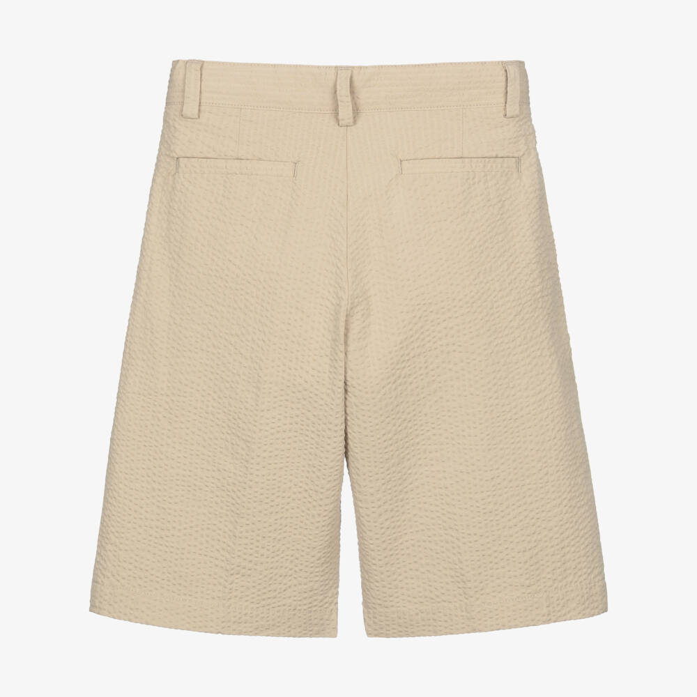 BOSS-شورت برمودا سيرساكر لون بيج للأولاد | Childrensalon
