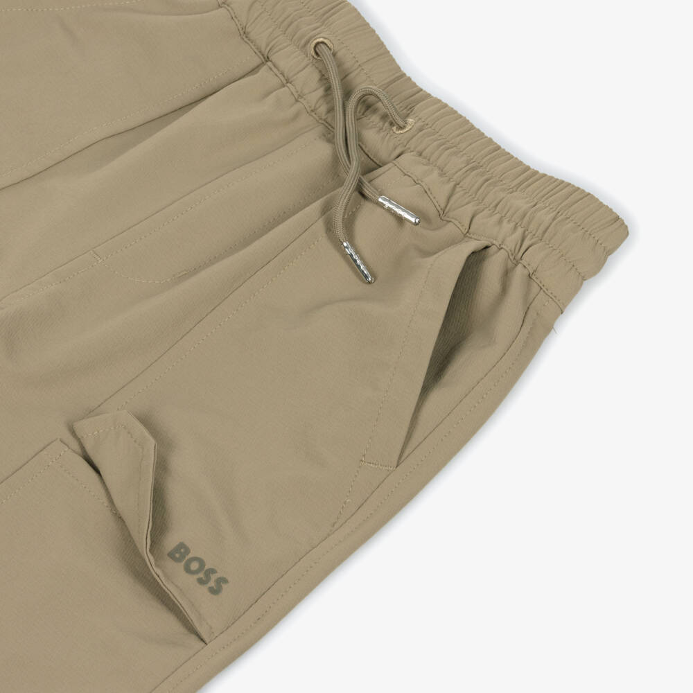 BOSS-Boys Beige Shorts with Pockets & Logo | Childrensalon