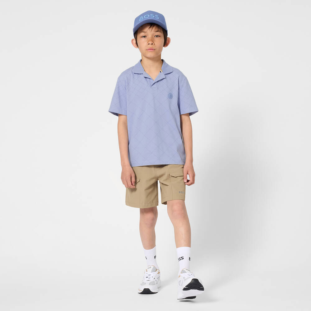 BOSS-Boys Beige Shorts with Pockets & Logo | Childrensalon