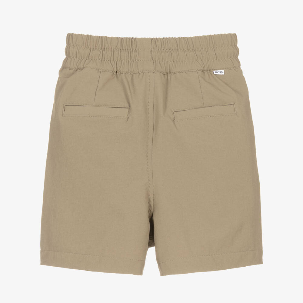 BOSS-Boys Beige Shorts with Pockets & Logo | Childrensalon