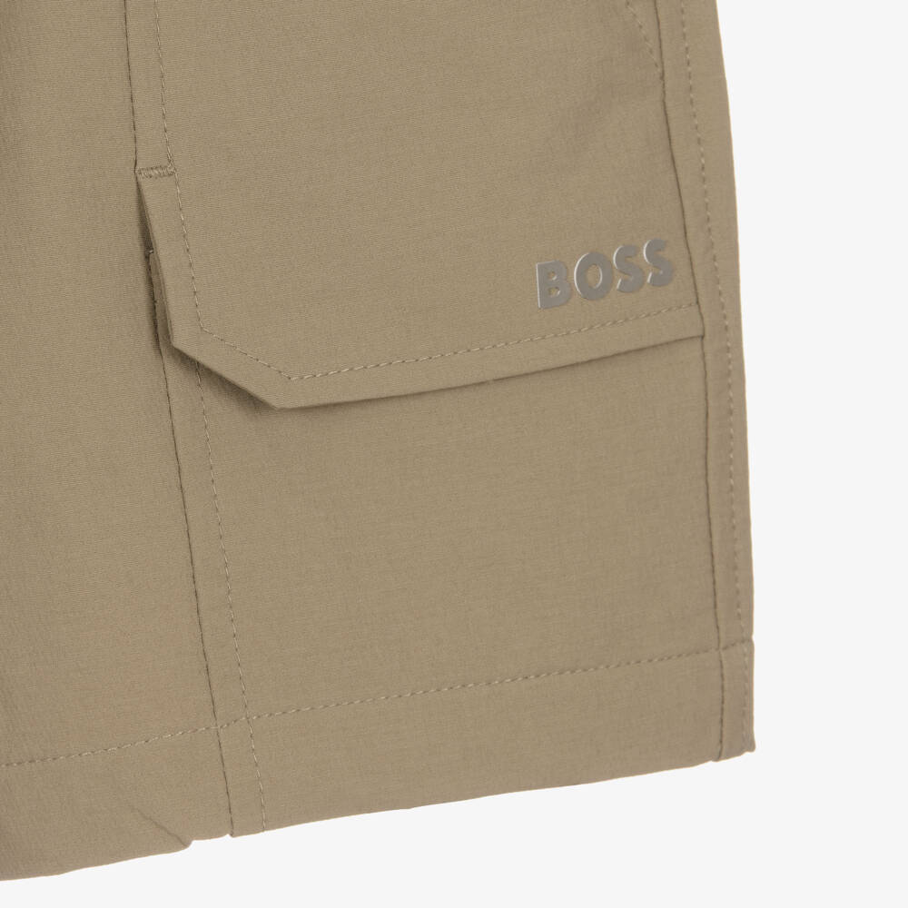 BOSS-Boys Beige Shorts with Pockets & Logo | Childrensalon