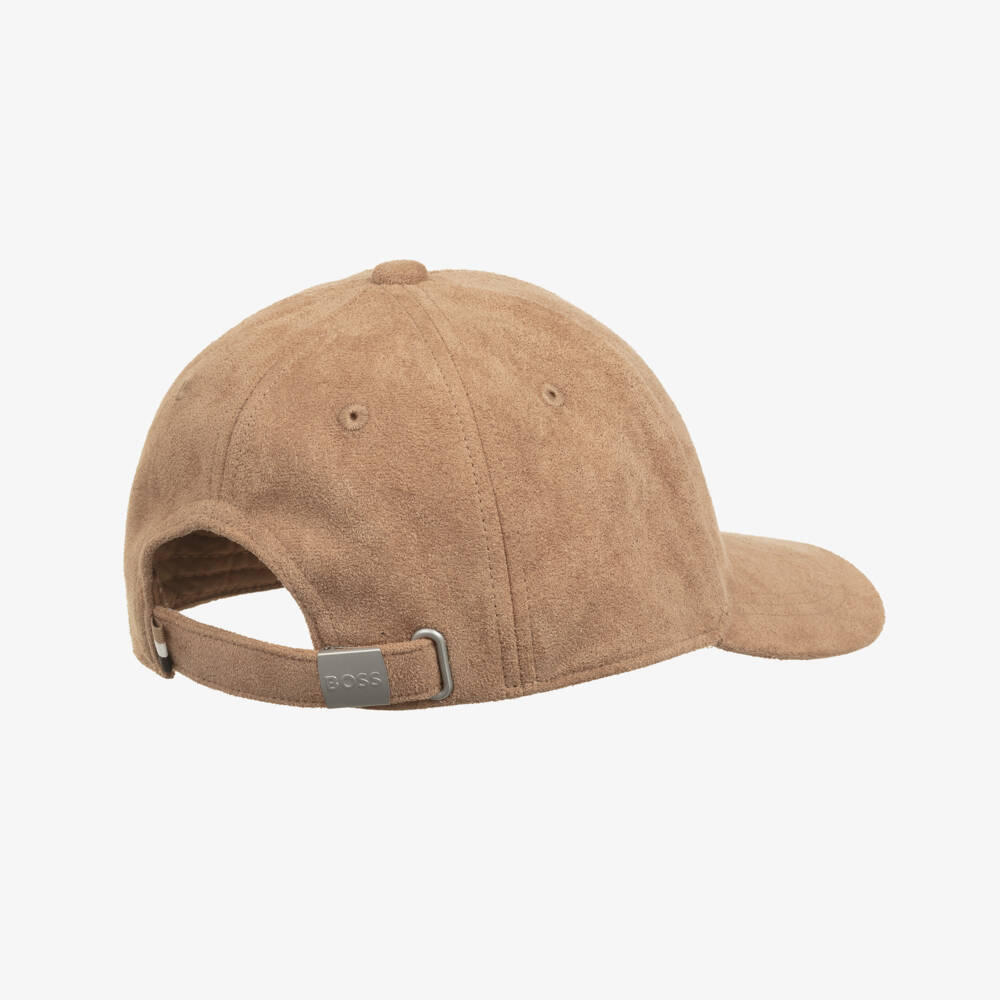 BOSS-Boys Beige Suedette Logo Cap | Childrensalon