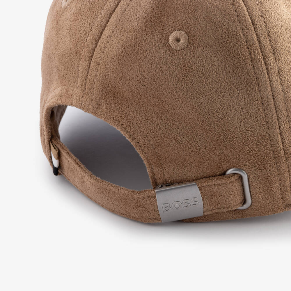 BOSS-Boys Beige Suedette Logo Cap | Childrensalon