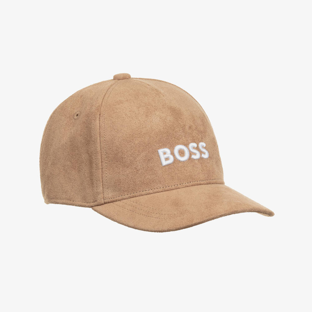 BOSS-Boys Beige Suedette Logo Cap | Childrensalon