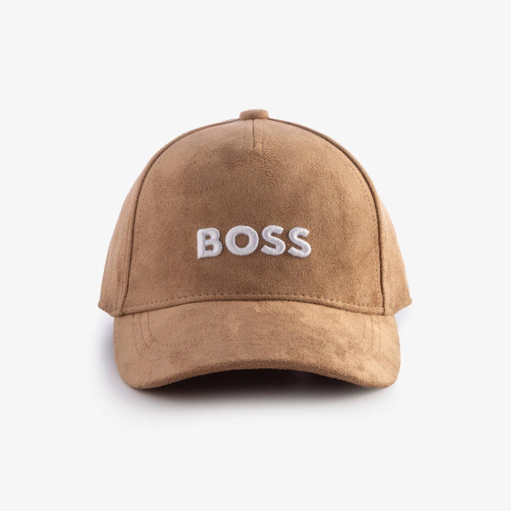 BOSS-Boys Beige Suedette Logo Cap | Childrensalon