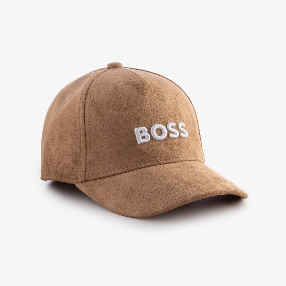 BOSS-Boys Beige Suedette Logo Cap | Childrensalon